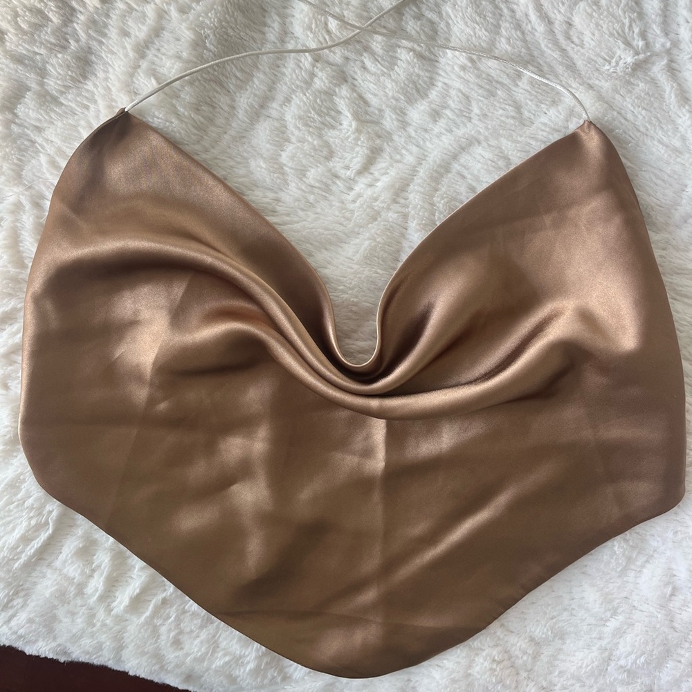 Silk Cowl Neck Top Open Back